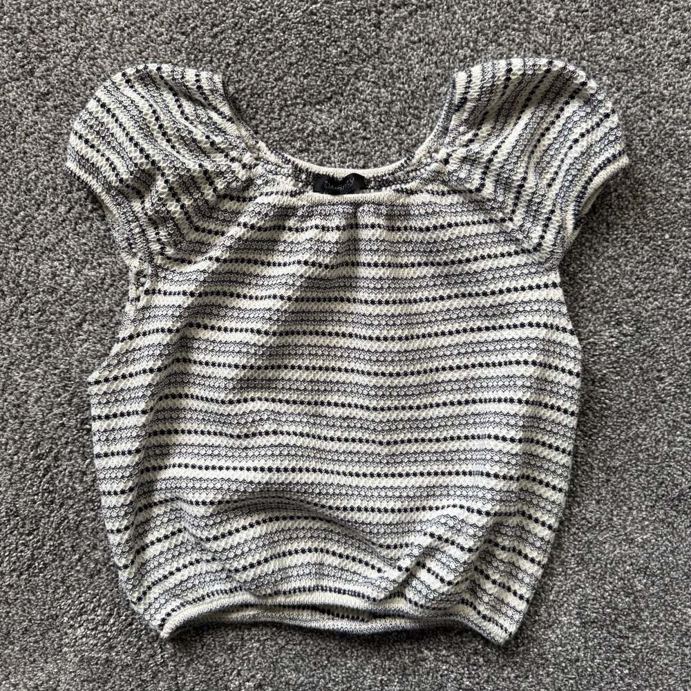 Twenty Canada Textured Stripe Knit Scoop Neck Cap Sleeve Top Women’s Small